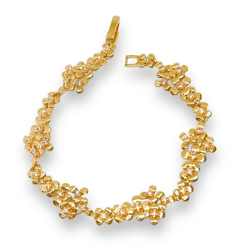 Multicolor flower stones bracelet in 18kts gold plated