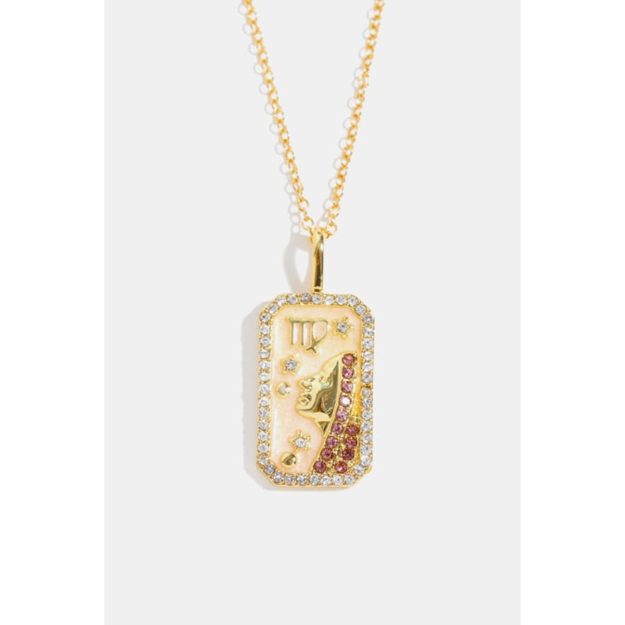 Rhinestone constellation pendant gold plated necklace virgo / one size chains
