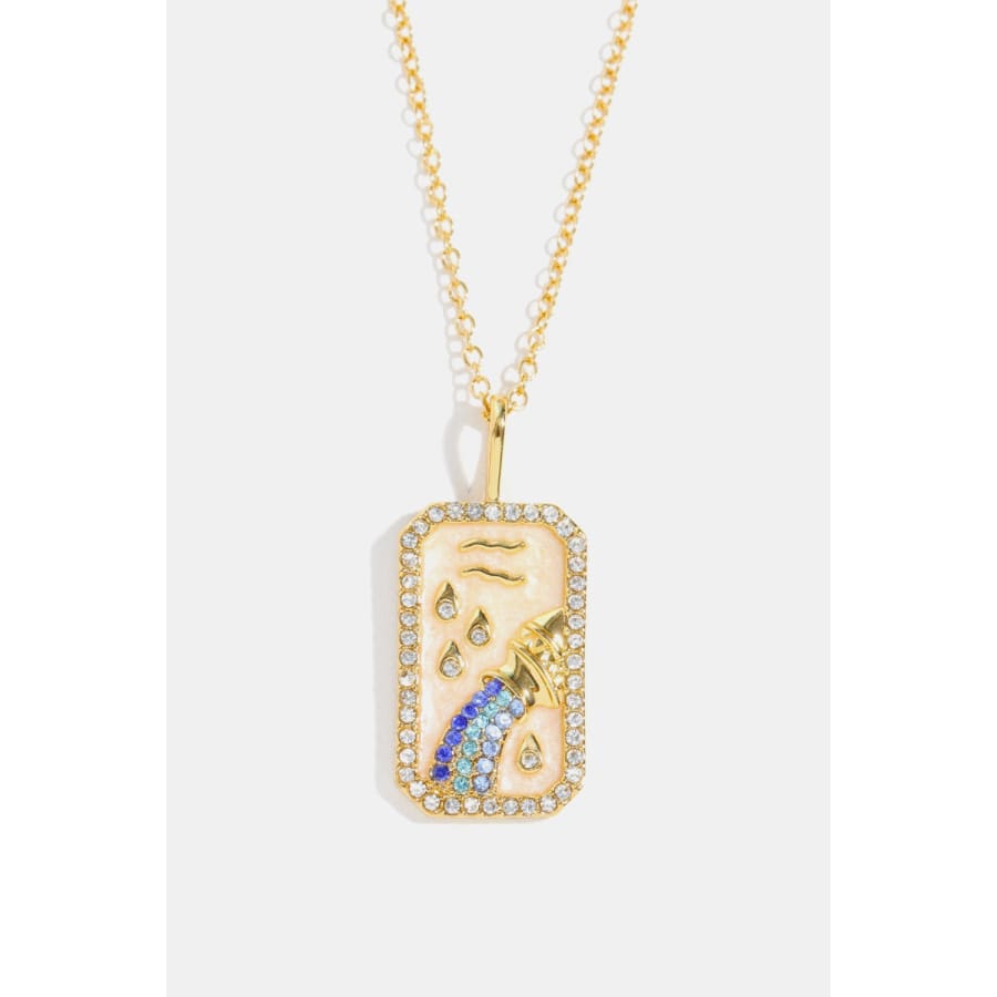 Rhinestone constellation pendant gold plated necklace aquarius / one size chains