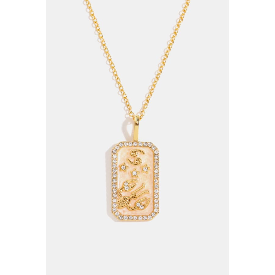Rhinestone constellation pendant gold plated necklace cancer / one size chains