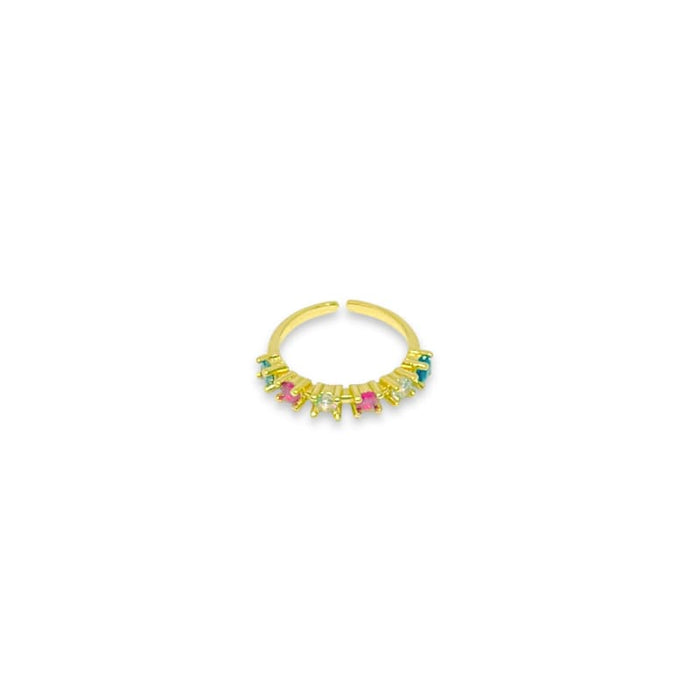 Rina multi-color open size gold plated ring rings