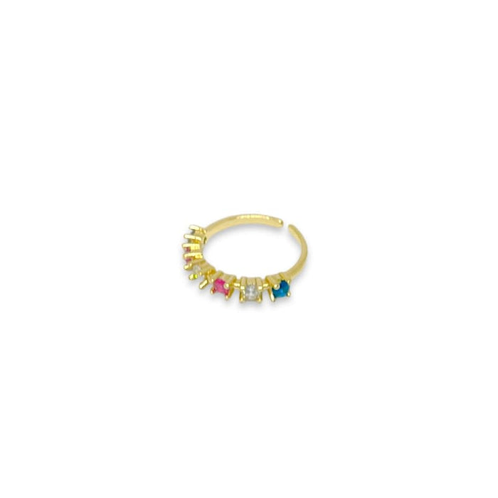Rina multi-color open size gold plated ring rings