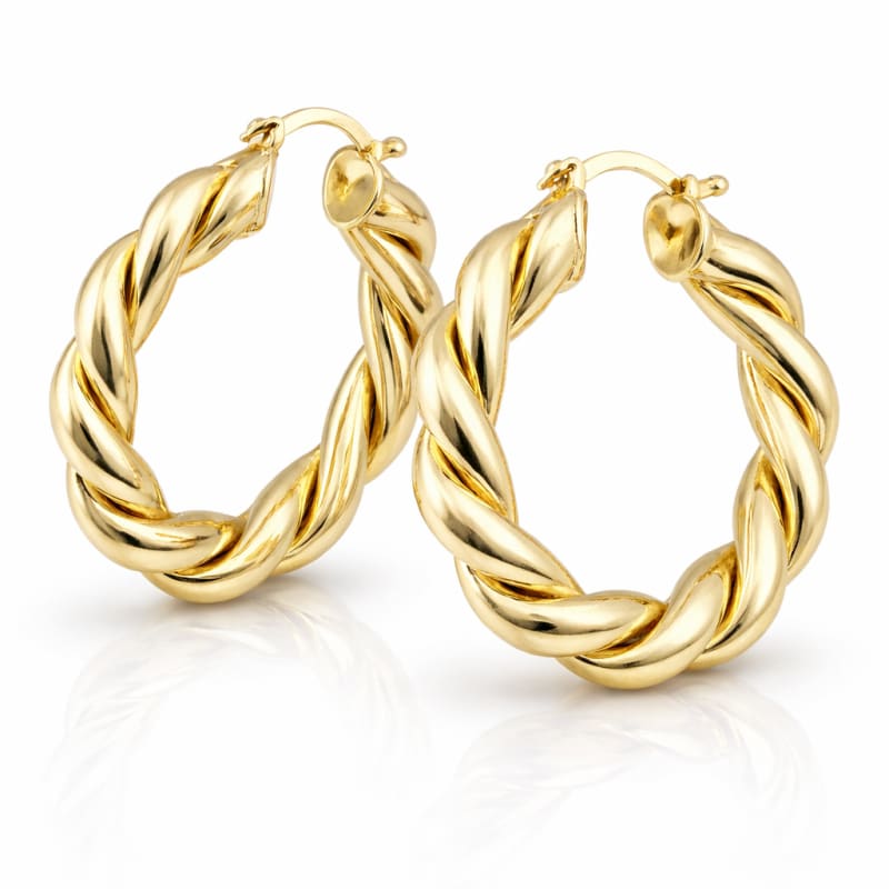 Rope 40mm hoop earrings in 18k gold plating – Raf Rossi Gold Plated