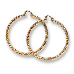 Rope like diamond cut 14k of gold plated hoops earrings earrings