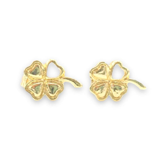 Sage clover heart studs earrings gold-filled