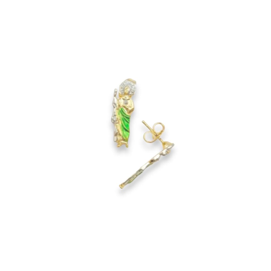 San judas green rope studs earrings 18k of gold plated earrings