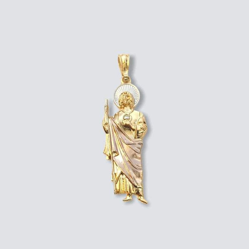 San judas tricolor pendant 70mm 18kts of gold plated charms