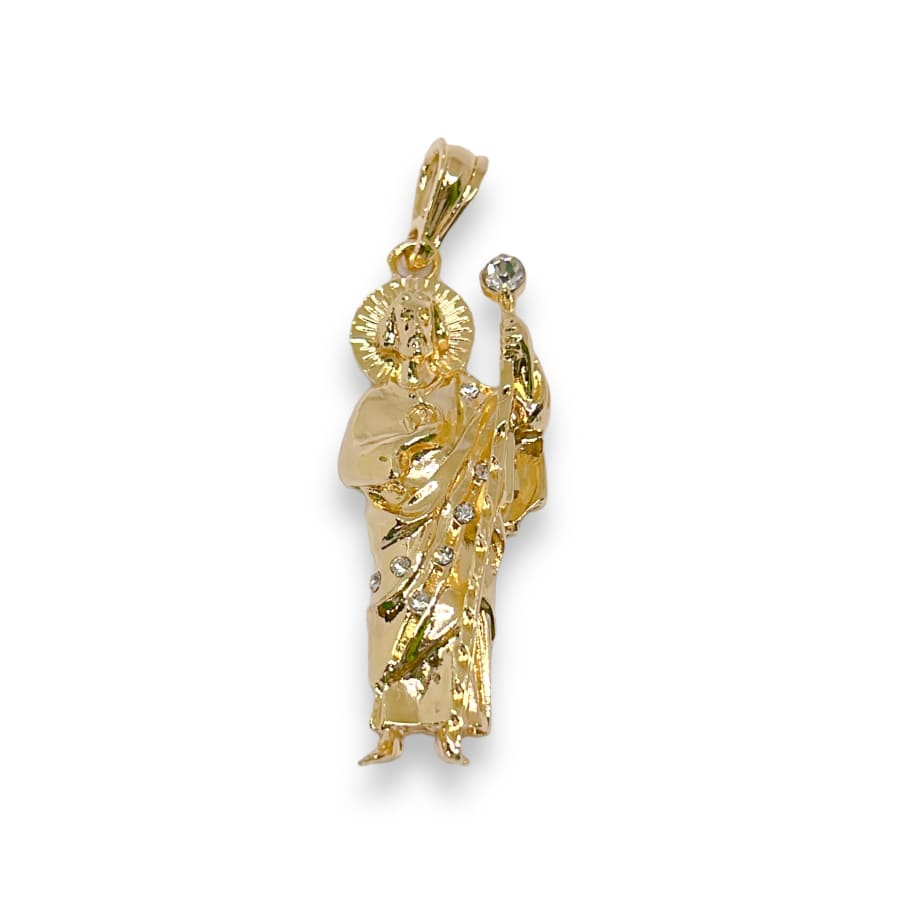 San judas white crystal pendant in 18k of gold layering charms & pendants