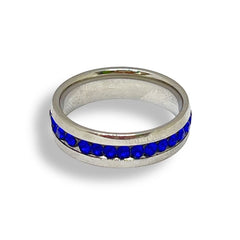 Stainless steel crystal band stackable rings 8 / blue rings