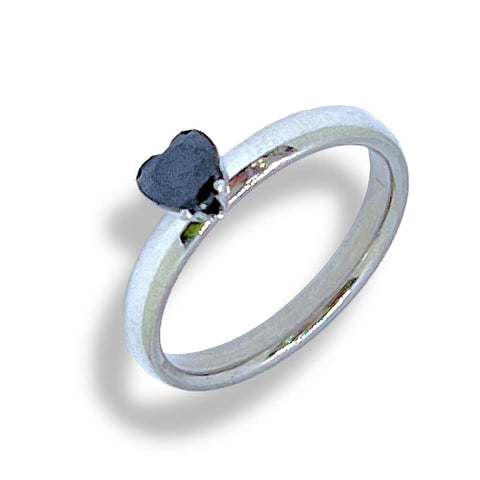 Royal blue heart stone with butterflies sides ring in 18k of gold plated