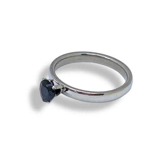 Stainless steel crystal heart ring rings
