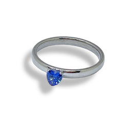 Stainless steel crystal heart ring 10 / light blue rings