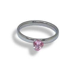 Stainless steel crystal heart ring 5 / pink rings
