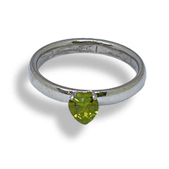 Stainless steel crystal heart ring 7 / sage rings