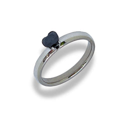 Stainless steel crystal heart ring 7 / black rings