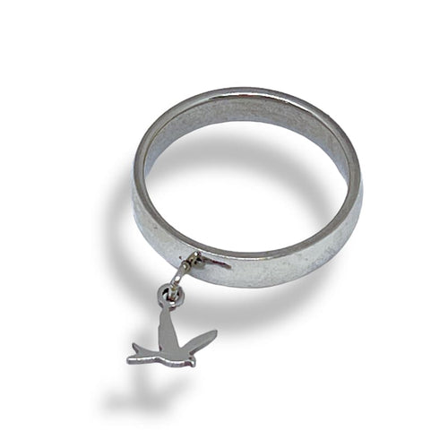 Stainless steel dove charm ring 7 rings