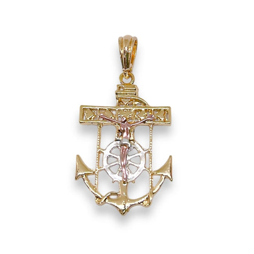 Three color anchor pendant in 18k of gold layering charms & pendants