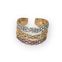 Three color open size ring in 18k of gold plated rings