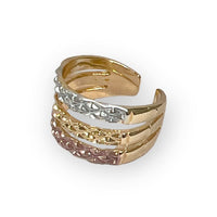 Three color open size ring in 18k of gold plated rings