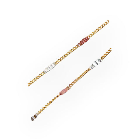 Cz black and pink clover petals and crystals white pendant necklace in 18k gold filled