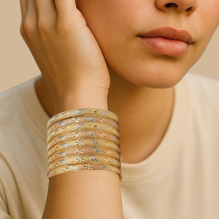Three colors silver rose and gold plated indian bangles bangles