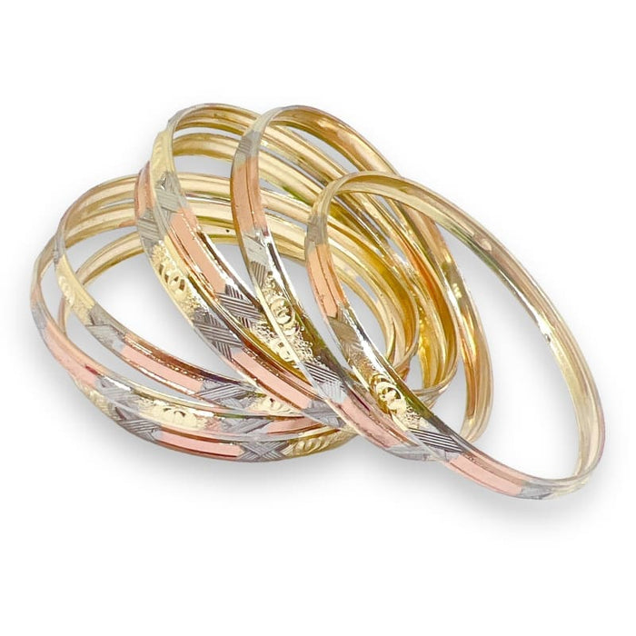 Three colors silver rose and gold plated indian bangles s3 / set 7 bangles
