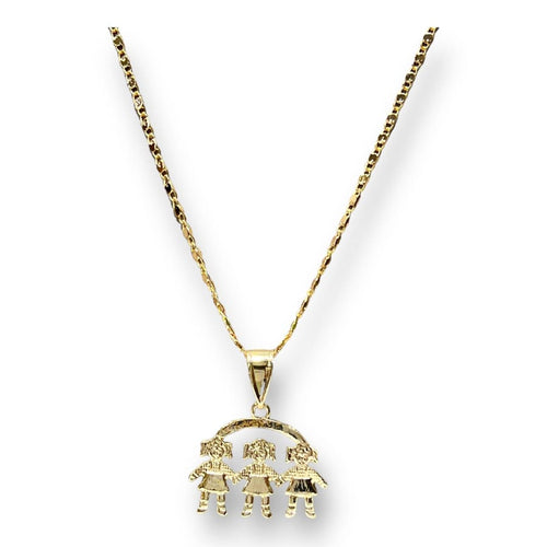 Three girls charm pendant necklace in of 14k gold plated necklaces