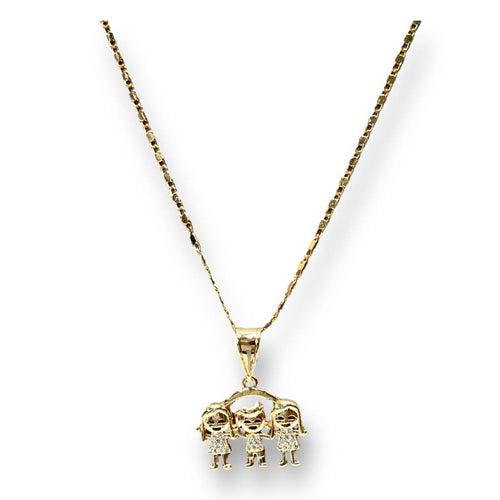Three girls clear stones charm pendant necklace in of 14k gold plated gold plated necklaces