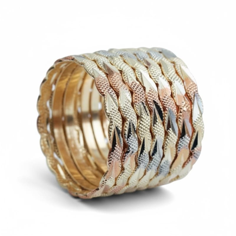 Wave three colors silver rose and gold plated indian bangles bangles