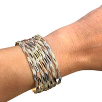 Wave three colors silver rose and gold plated indian bangles s6 / set 7 bangles