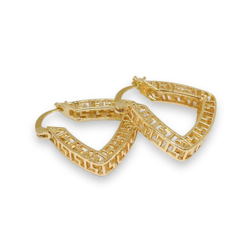 Zaira filigree pyramid shape hoop earrings in 18k of gold plated earrings