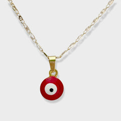 10mm evil eye charm - necklace 18kts gold plated red charms