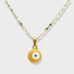 10mm evil eye charm - necklace 18kts gold plated yellow charms