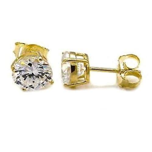 12mm earrings clear studs 18kts of gold plated – Raf Rossi Gold Plated