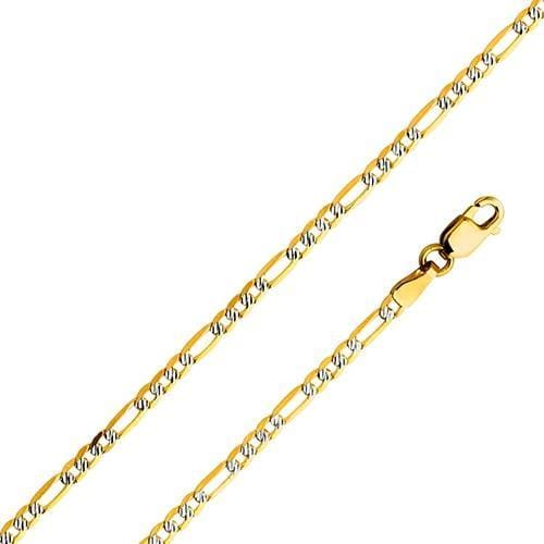 2.5mm figaro silver pave in 18kts of gold plated chains
