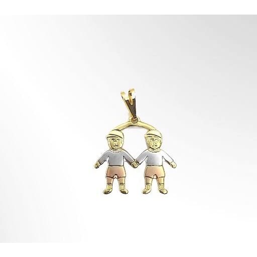 2 boys kids pendant three tones in 18kts of gold plated charms