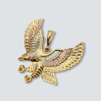 2’ eagle tricolor pendant 2.36’ 18kts of gold plated charms