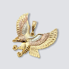 2’ eagle tricolor pendant 2.36’ 18kts of gold plated charms
