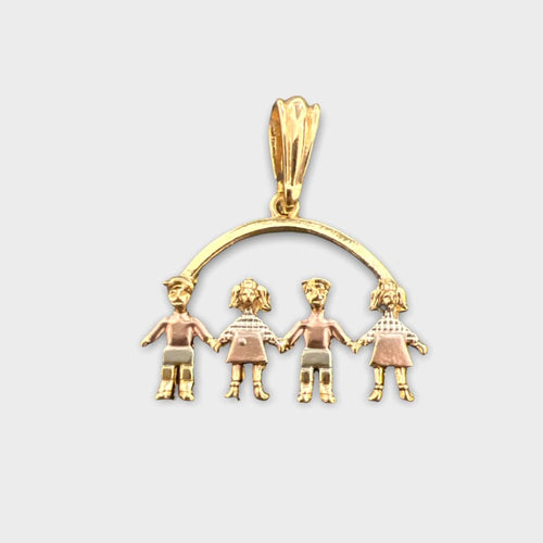 2 girls boys kids pendant three tones in 18kts of gold plated charms