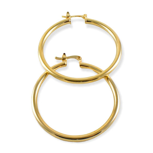 2”circ tubular earrings hoops 18kts of gold plated earrings