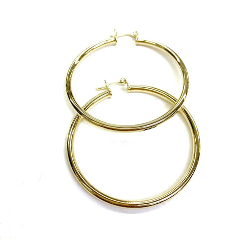 Retro heart shape hollow tri-color hoops earrings in 18k of gold plated