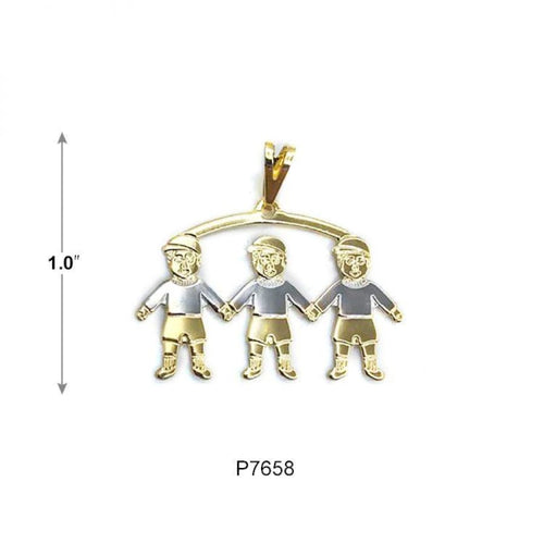 3 boys kids pendant three tones in 18kts of gold plated charms