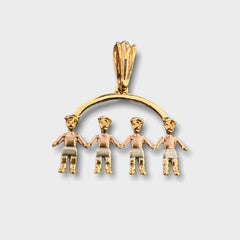 4 boys kids pendant three tones in 18kts of gold plated charms