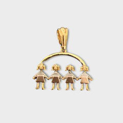 4 girls kids pendant three tones in 18kts of gold plated charms
