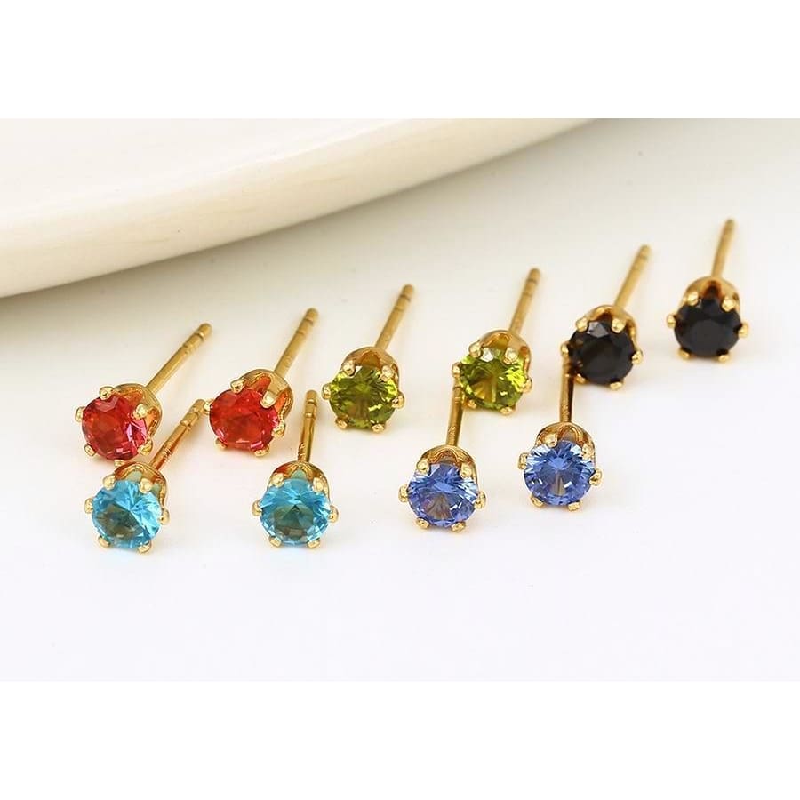 5mm cz studs 18kts of gold plated earrings