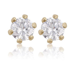 5mm cz studs 18kts of gold plated white earrings