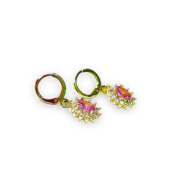 Laura oval shape cz pink goldfilled earrings