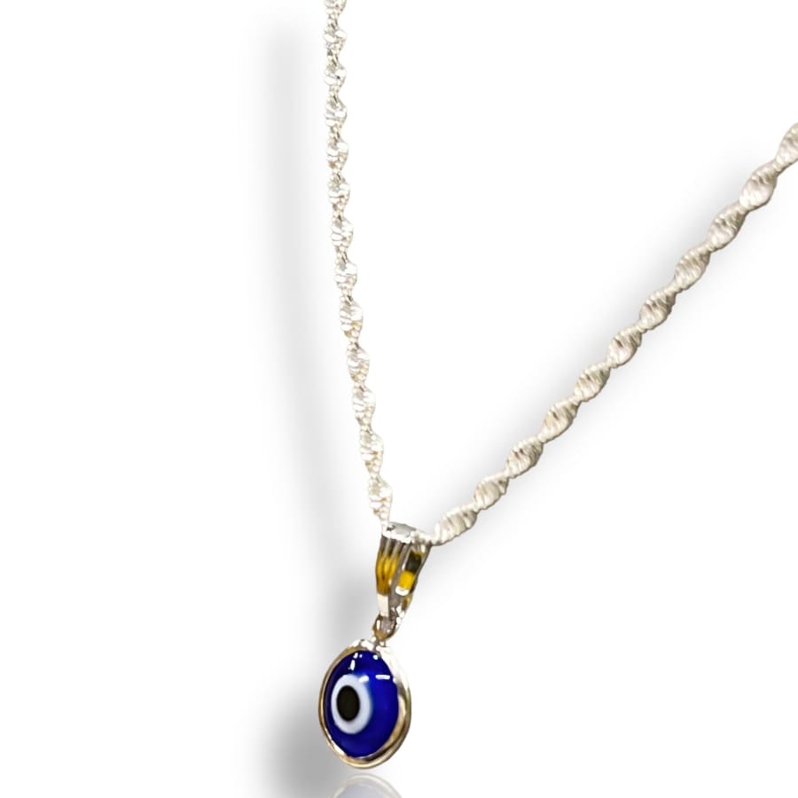 Torsal chain necklace blue evil eye charm - silver plated charms & pendants