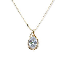 Adela clear stones necklace in 18k of gold plated chains