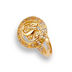 Alacran scorpion clear stone unisex round ring 18k of gold plated rings
